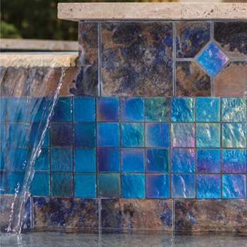 Coral Rustic and Lightwaves Blue pool tile in North Texas