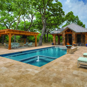 Dark Walnut Travertine pool decking
